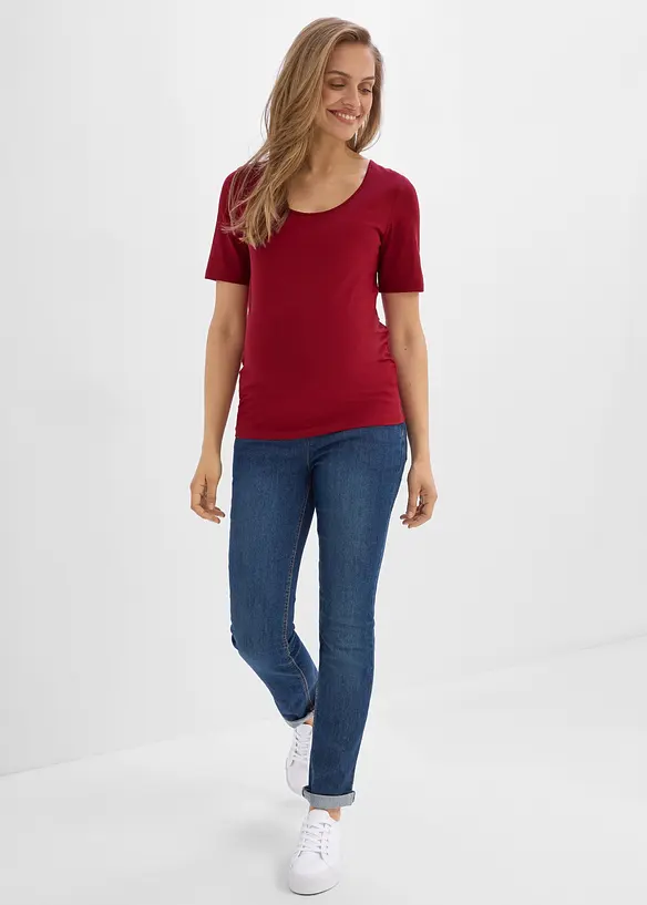 Mama topp med dyp, rund hals (2-pack), bonprix