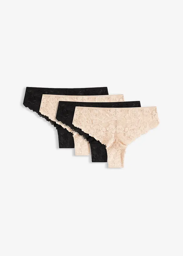 Brasiliansk truse av blonde (4-pack), bonprix