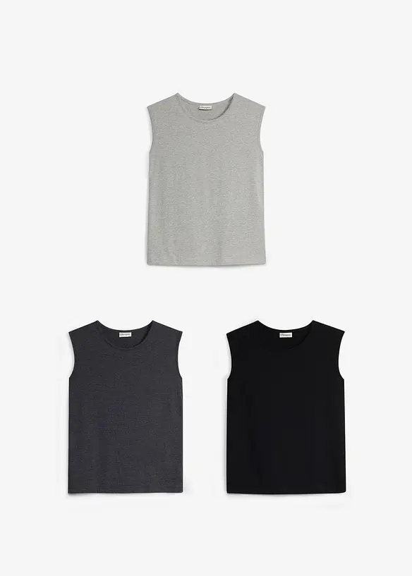 Singlet med &oslash;kologisk bomull (3-pack), bonprix
