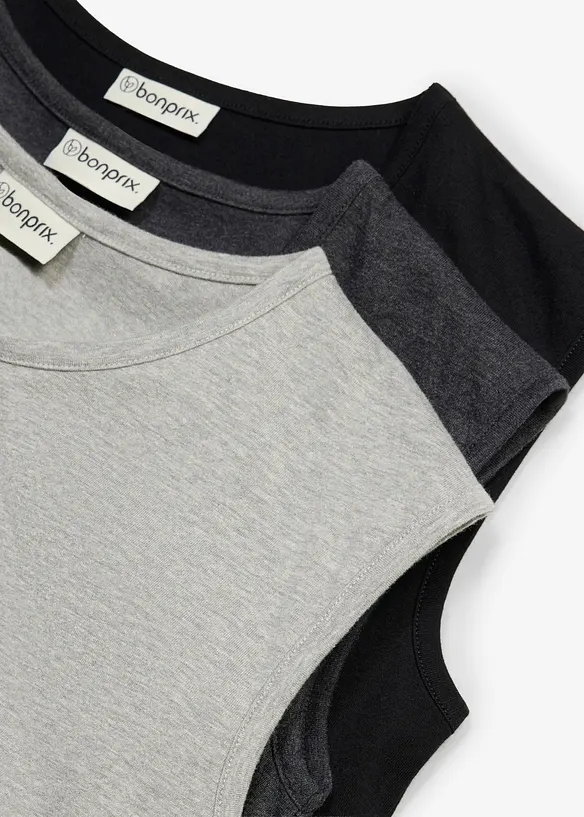 Singlet med &oslash;kologisk bomull (3-pack), bonprix