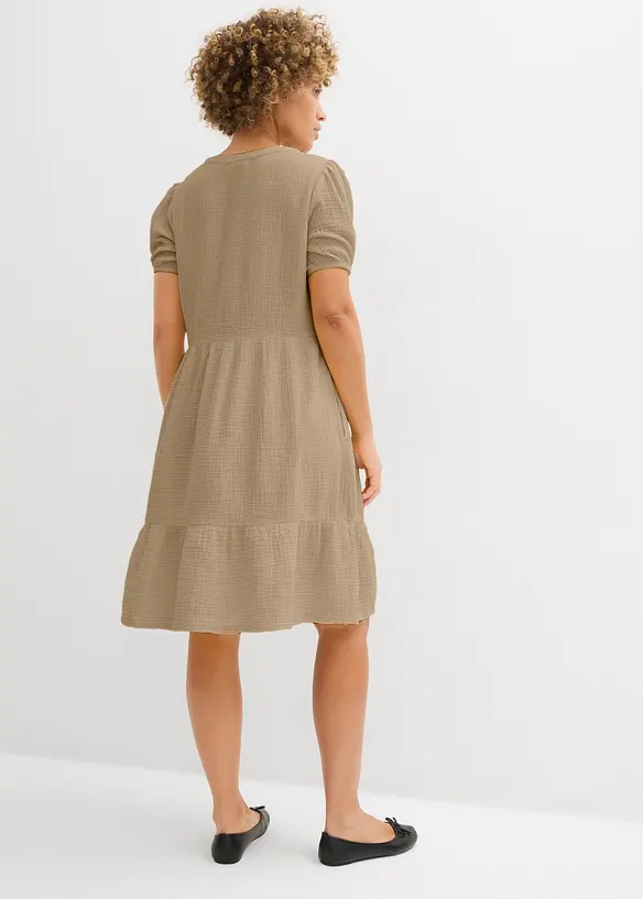 Oversized kjole i bomullsmusselin, bonprix