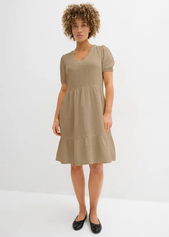 Oversized kjole i bomullsmusselin, bonprix