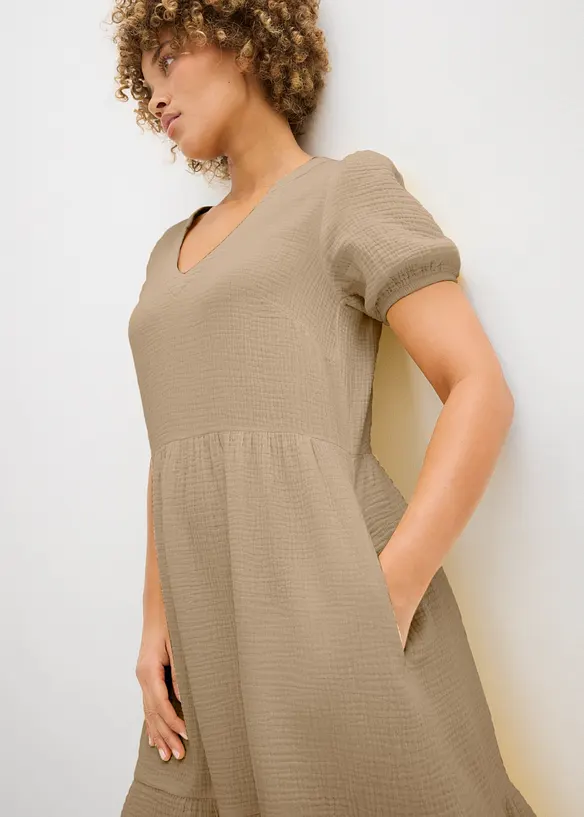 Oversized kjole i bomullsmusselin, bonprix