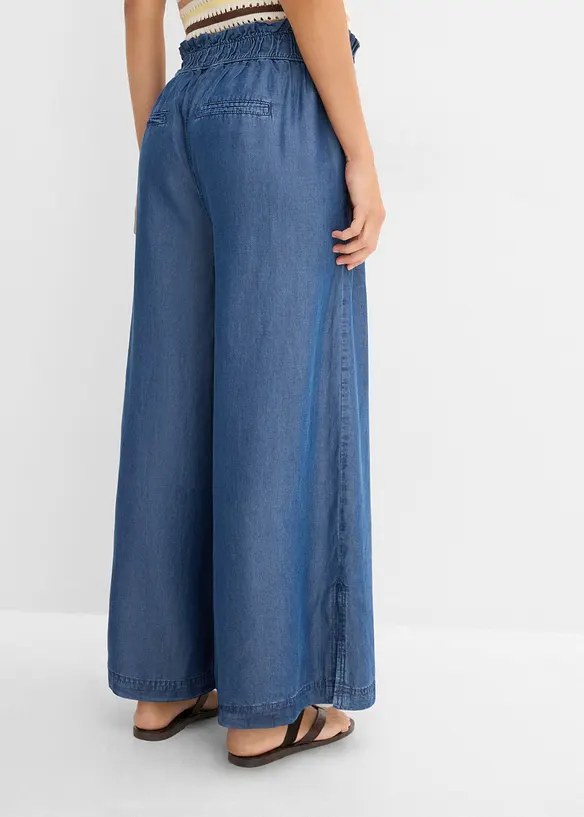 7/8-lang jeans i lett materiale med vide ben og splitt i siden, bonprix