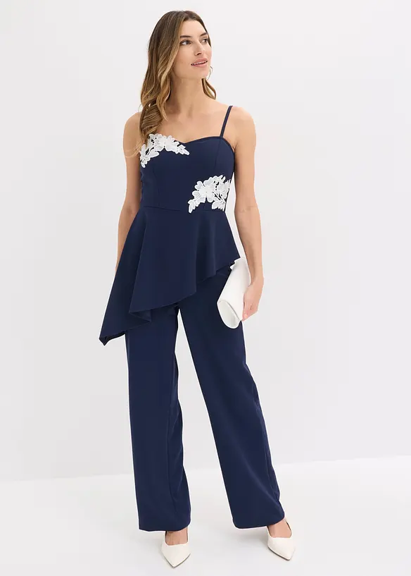Jumpsuit med stropper og blonder, bonprix