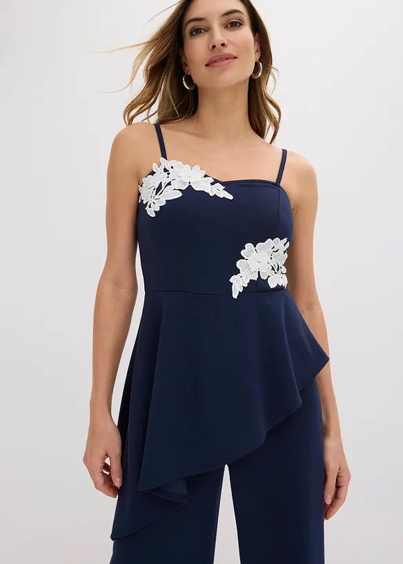 Jumpsuit med stropper og blonder, bonprix