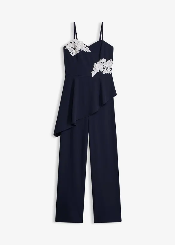 Jumpsuit med stropper og blonder, bonprix