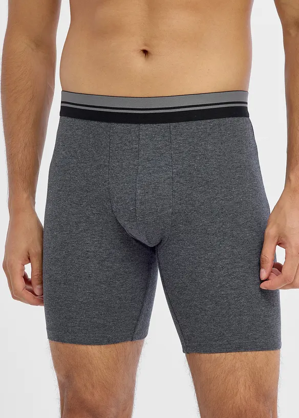 Boksershorts med bomull i ettersittende modell med lange ben (2-pack), bonprix