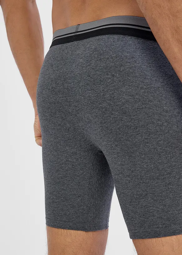 Boksershorts med bomull i ettersittende modell med lange ben (2-pack), bonprix