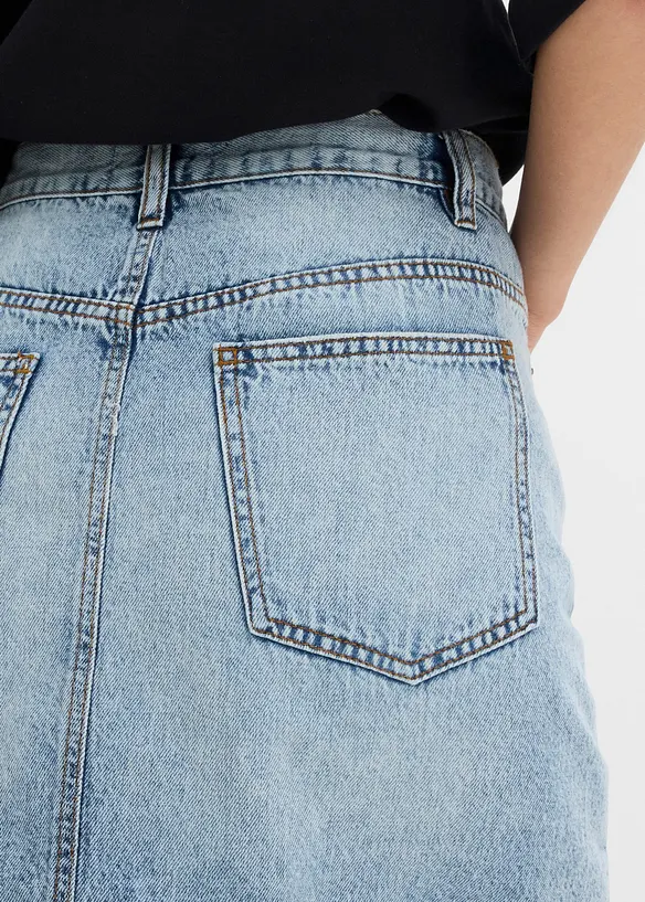 Denimskj&oslash;rt med asymmetrisk linning, bonprix