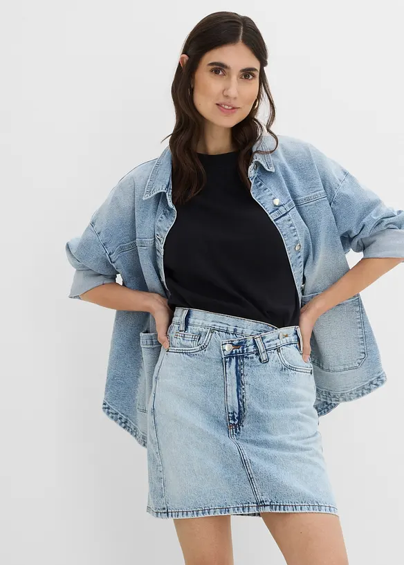 Denimskj&oslash;rt med asymmetrisk linning, bonprix