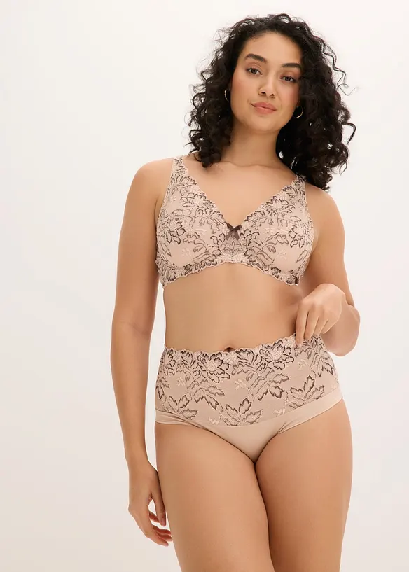 High waist truse med nydelige blonder, bonprix
