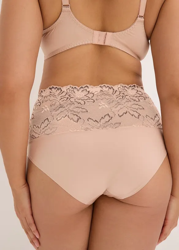 High waist truse med nydelige blonder, bonprix