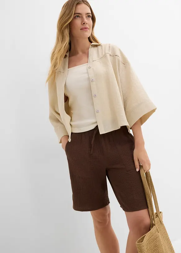 Slip on-bermudashorts av musselin, bonprix