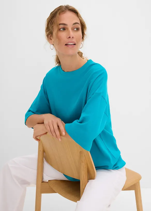 Oversized topp i formstabil, 100% &oslash;kologisk bomull, bonprix