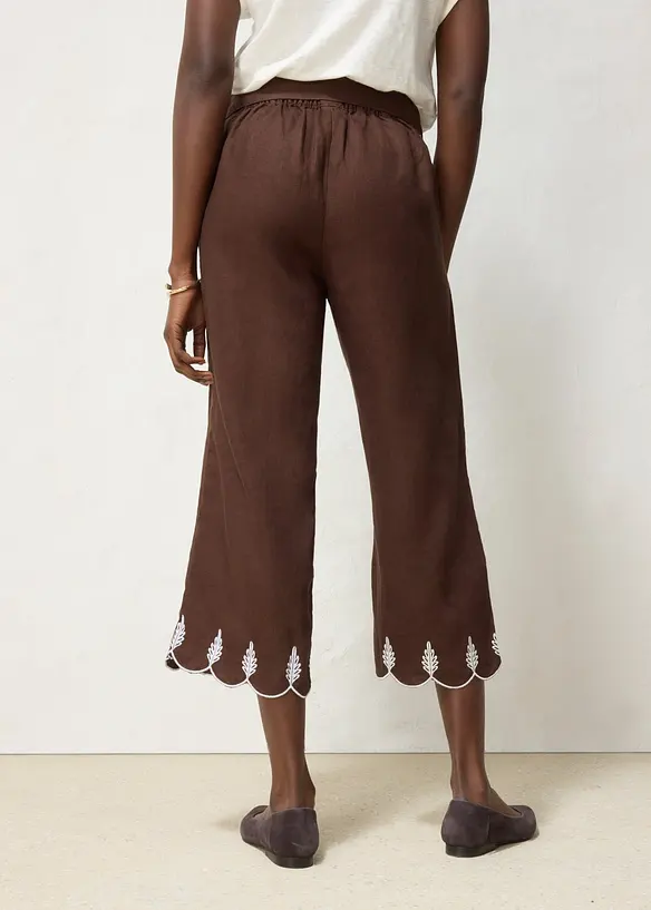 Culotte i lin med belte (2-delt sett), bonprix