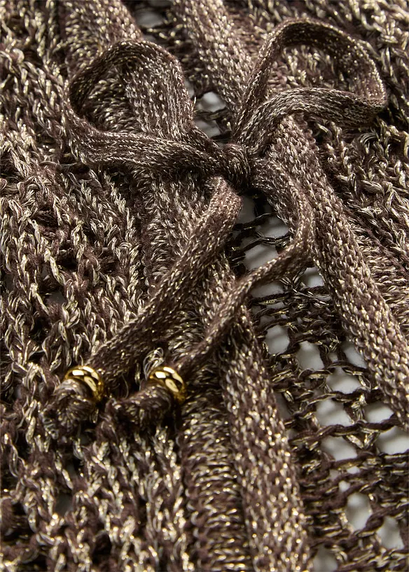 Strikket vest med viskose, hullm&oslash;nster og glittergarn, bonprix