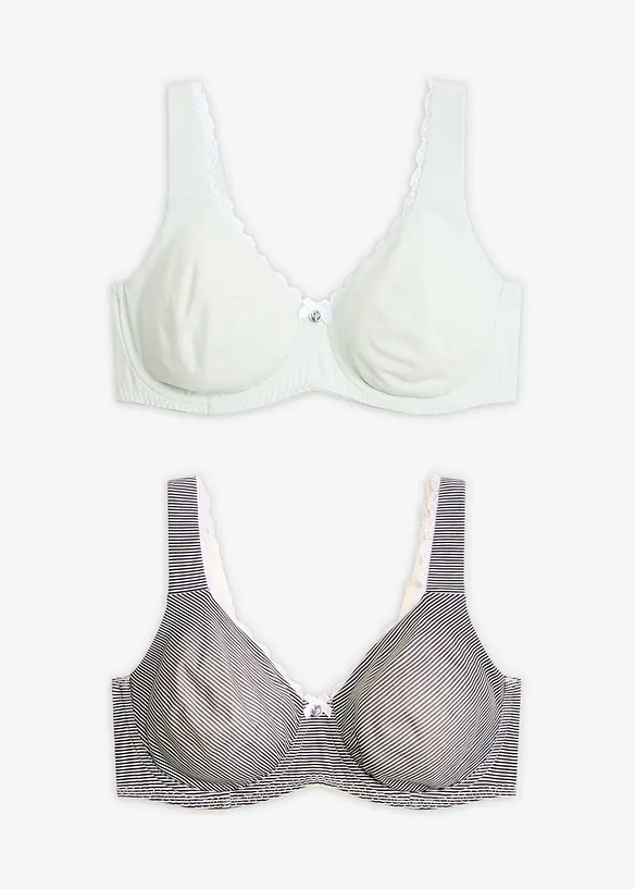 T-skjorte-BH med spiler og &oslash;kologisk bomull (2-pack), bonprix