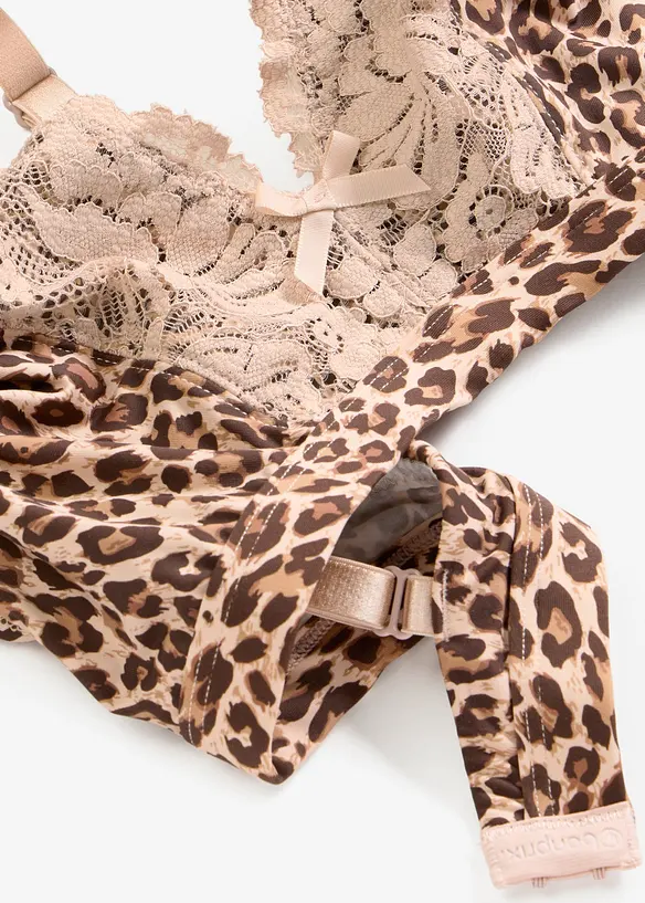 Bralette uten b&oslash;yle med mykt f&ocirc;r og leopardm&oslash;nster, bonprix