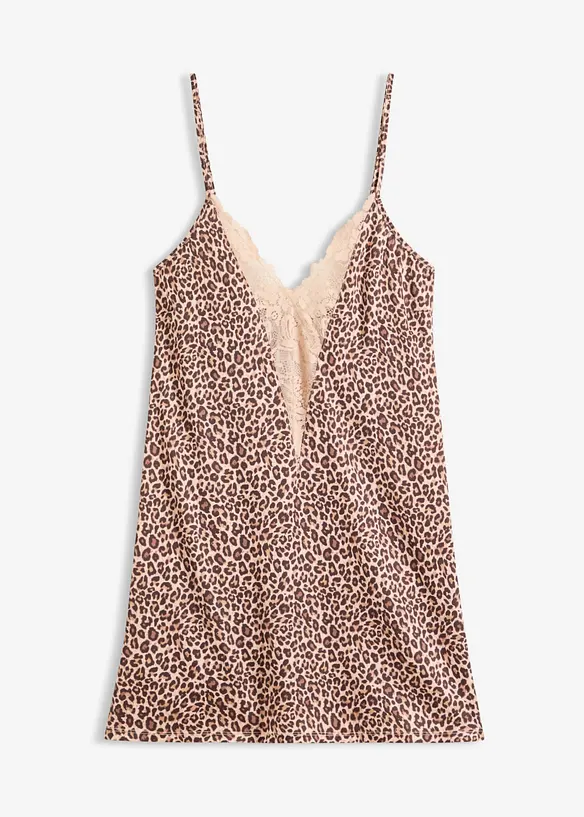 Neglisj&eacute; av sateng med leopardm&oslash;nster, bonprix