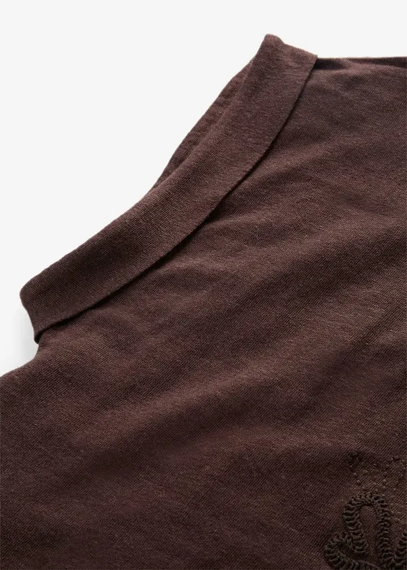 Topp i 100% lin med broderi, bonprix