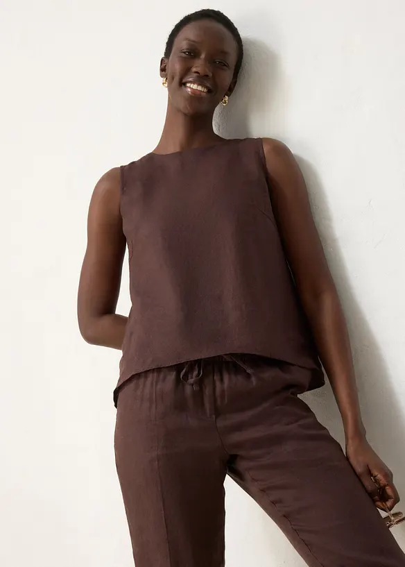 Ermel&oslash;s bluse i 100% lin, bonprix