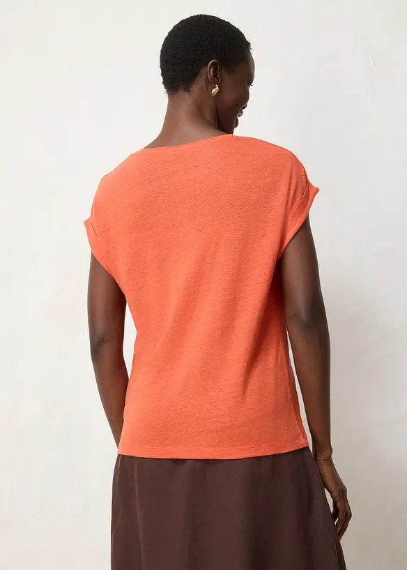 Lett T-skjorte av 100% lin med broderi, bonprix
