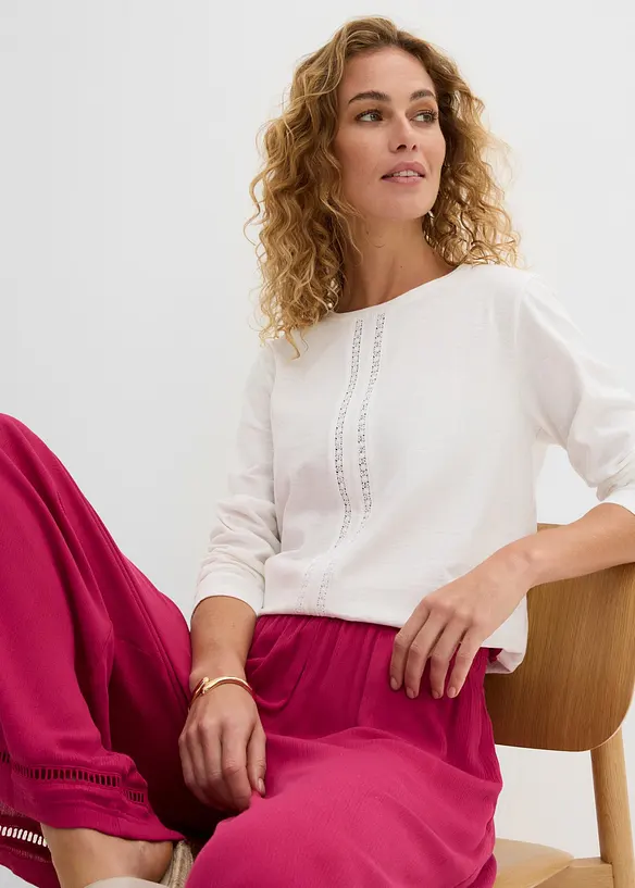 Blondetopp i 100% bomullsjersey, bonprix