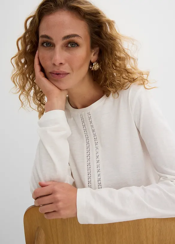 Blondetopp i 100% bomullsjersey, bonprix