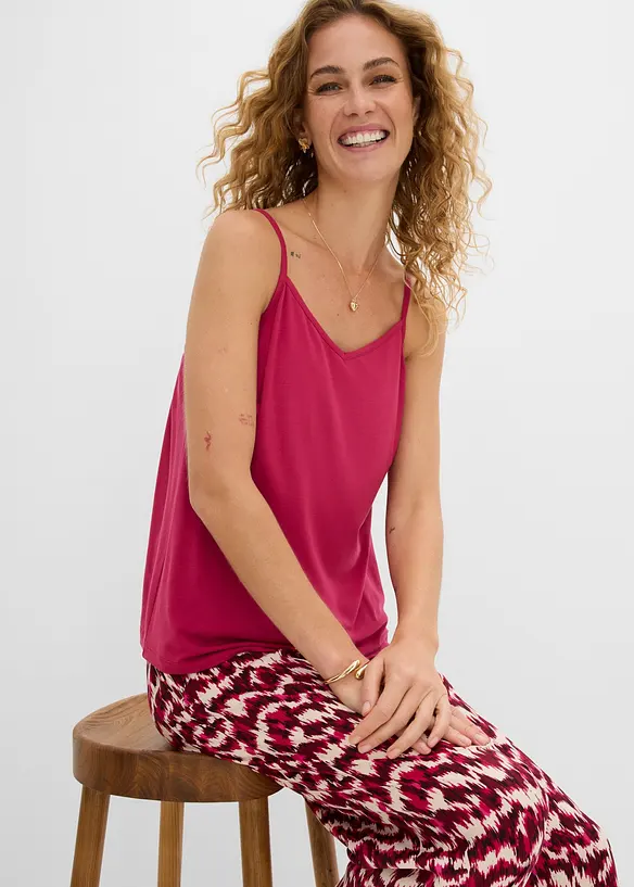 Singlet i lett lyocellmiks med spagettistropper, bonprix
