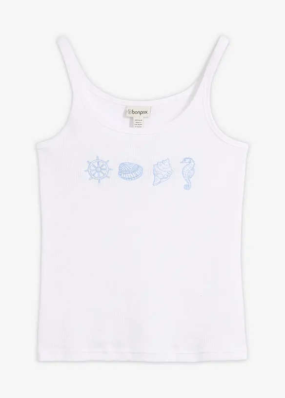 Ribbet singlet i 100% &oslash;kologisk bomull, bonprix