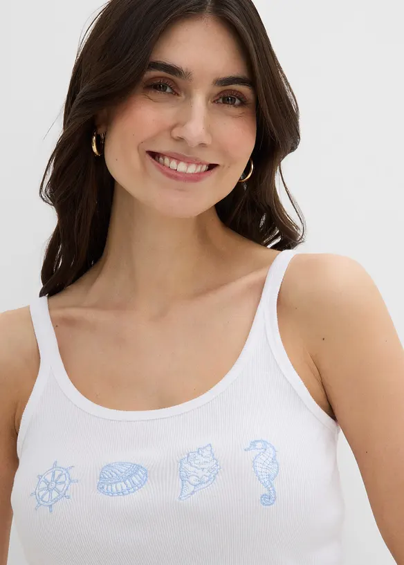 Ribbet singlet i 100% &oslash;kologisk bomull, bonprix