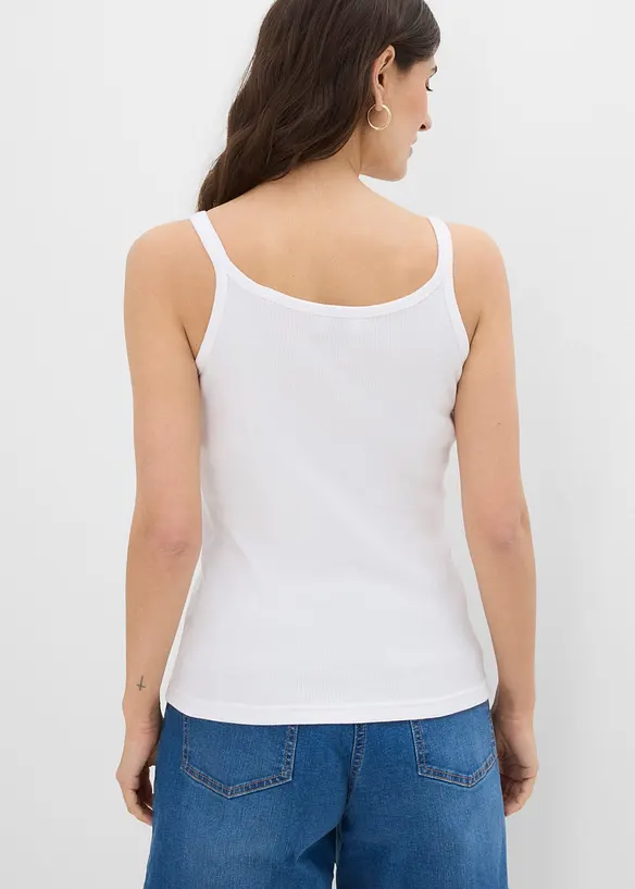 Ribbet singlet i 100% &oslash;kologisk bomull, bonprix