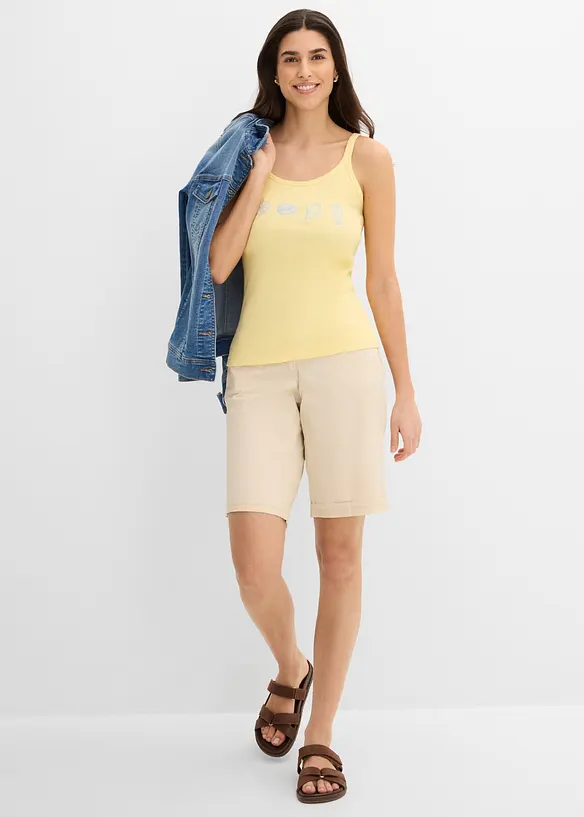 Ribbet singlet i 100% &oslash;kologisk bomull, bonprix