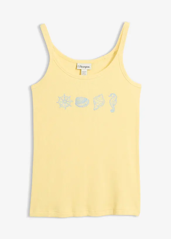 Ribbet singlet i 100% &oslash;kologisk bomull, bonprix