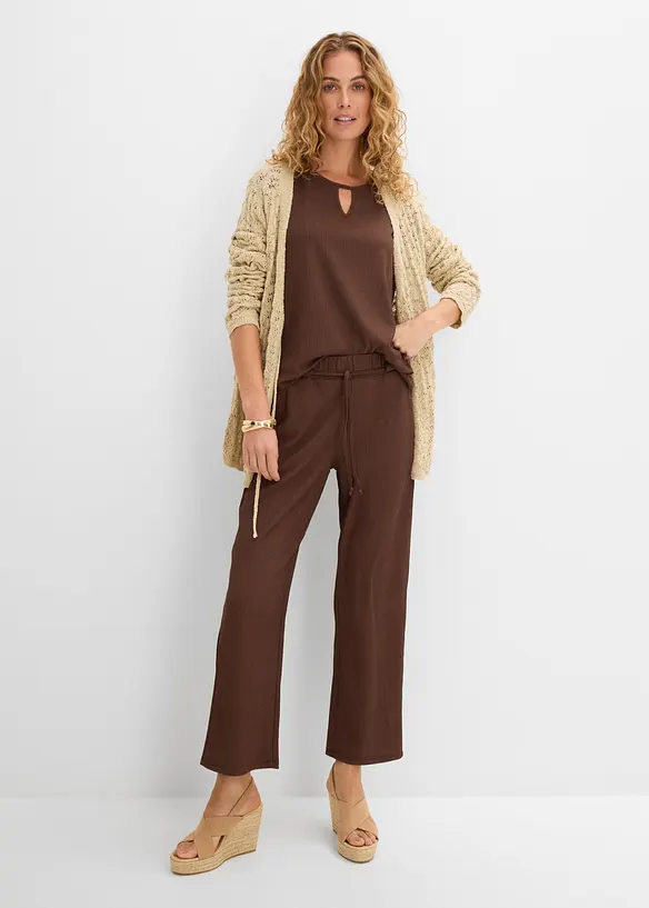 Pull on-jerseybukse i strukturert krepp, bonprix