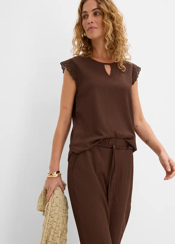 Pull on-jerseybukse i strukturert krepp, bonprix