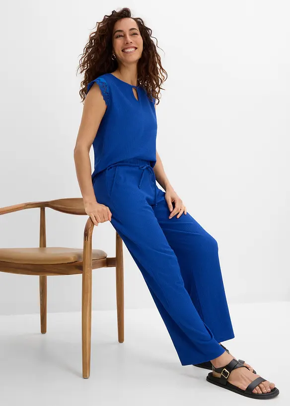 Pull on-jerseybukse i strukturert krepp, bonprix