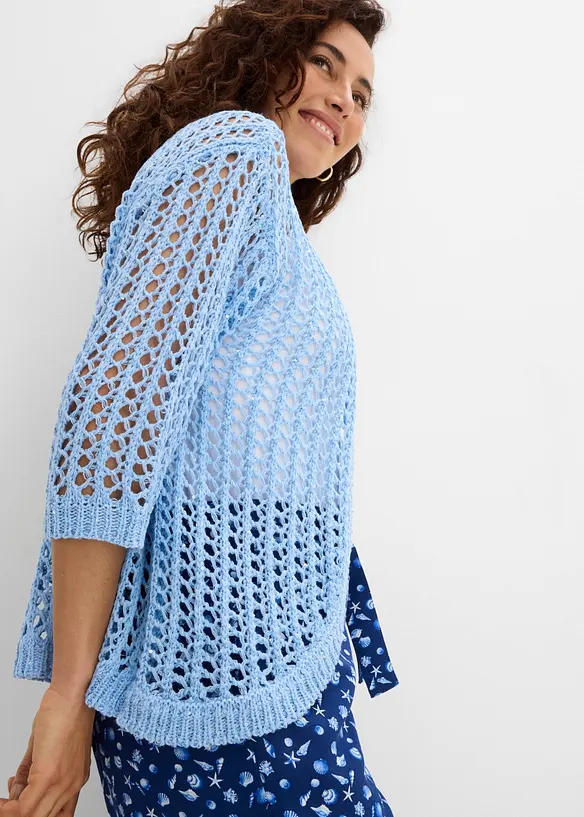 Cardigan med hullm&oslash;nster og paljetter, bonprix
