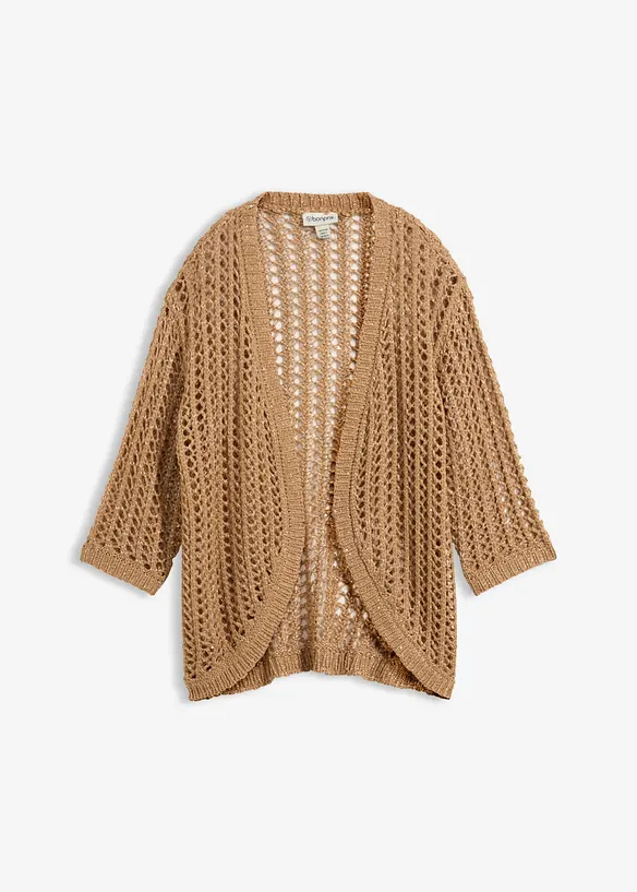 Cardigan med hullm&oslash;nster og paljetter, bonprix