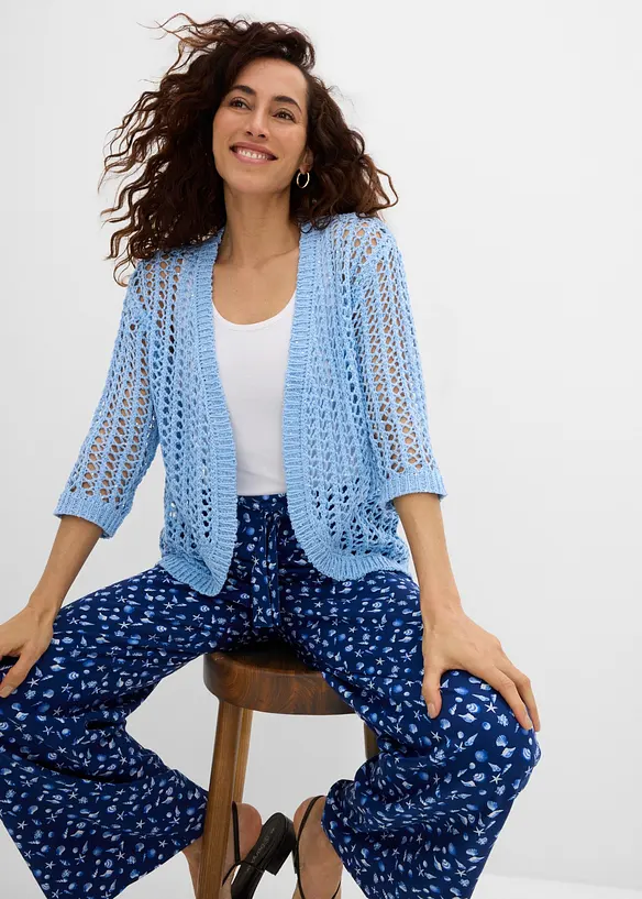 Cardigan med hullm&oslash;nster og paljetter, bonprix