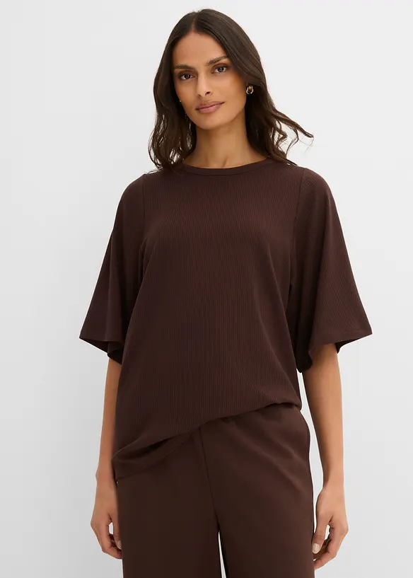 Ribbet topp i viskosemiks, bonprix