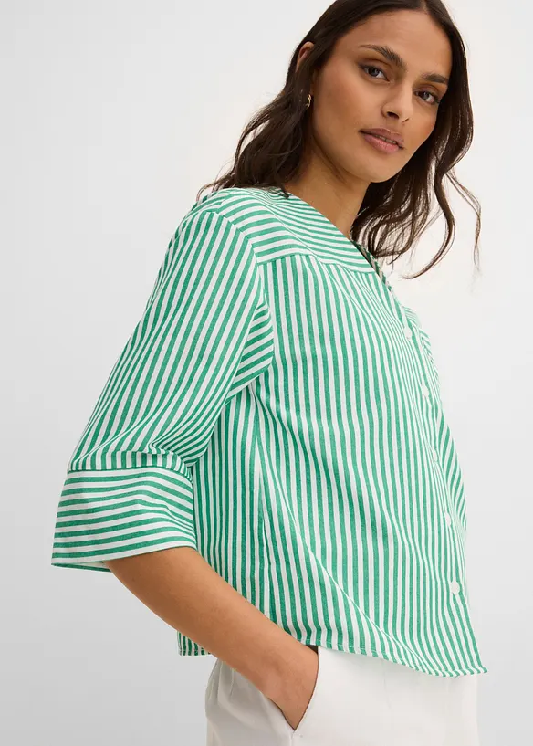 Stripete bluse i 100% bomull, bonprix