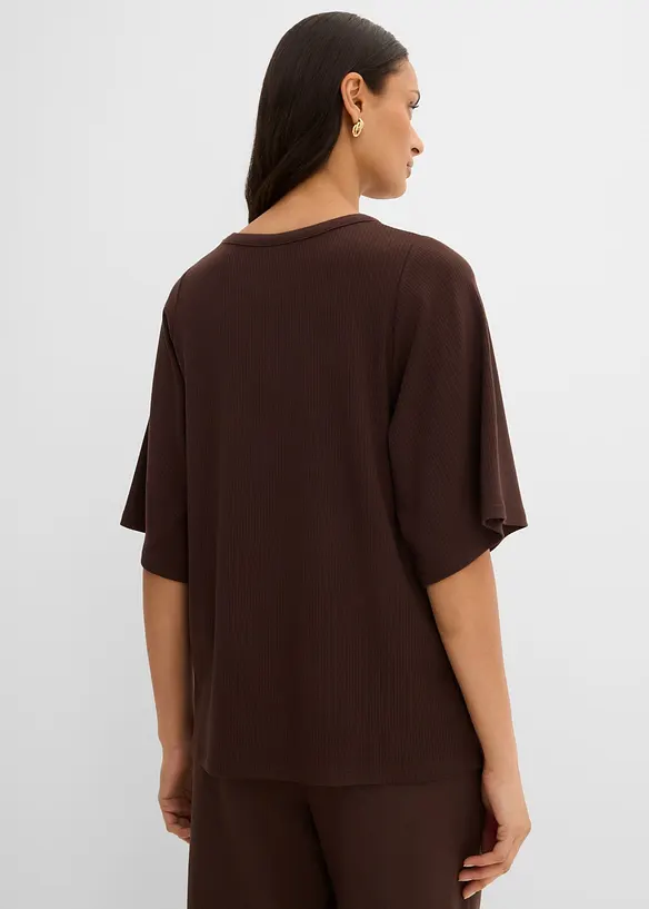 Ribbet topp i viskosemiks, bonprix