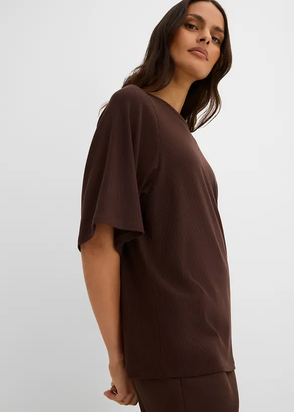 Ribbet topp i viskosemiks, bonprix