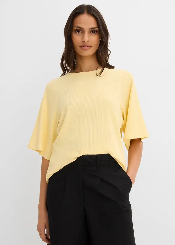 Ribbet topp i viskosemiks, bonprix