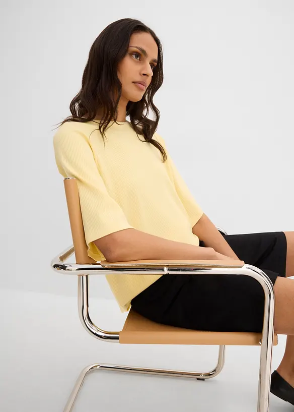 Ribbet topp i viskosemiks, bonprix