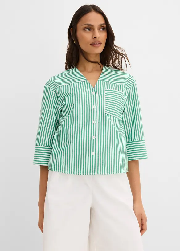 Stripete bluse i 100% bomull, bonprix