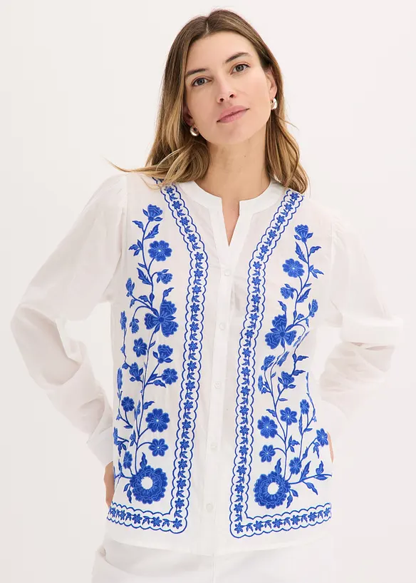 Bluse i 100% bomull med broderi, bonprix