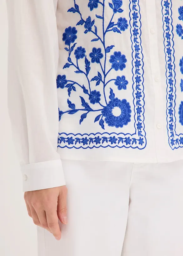 Bluse i 100% bomull med broderi, bonprix